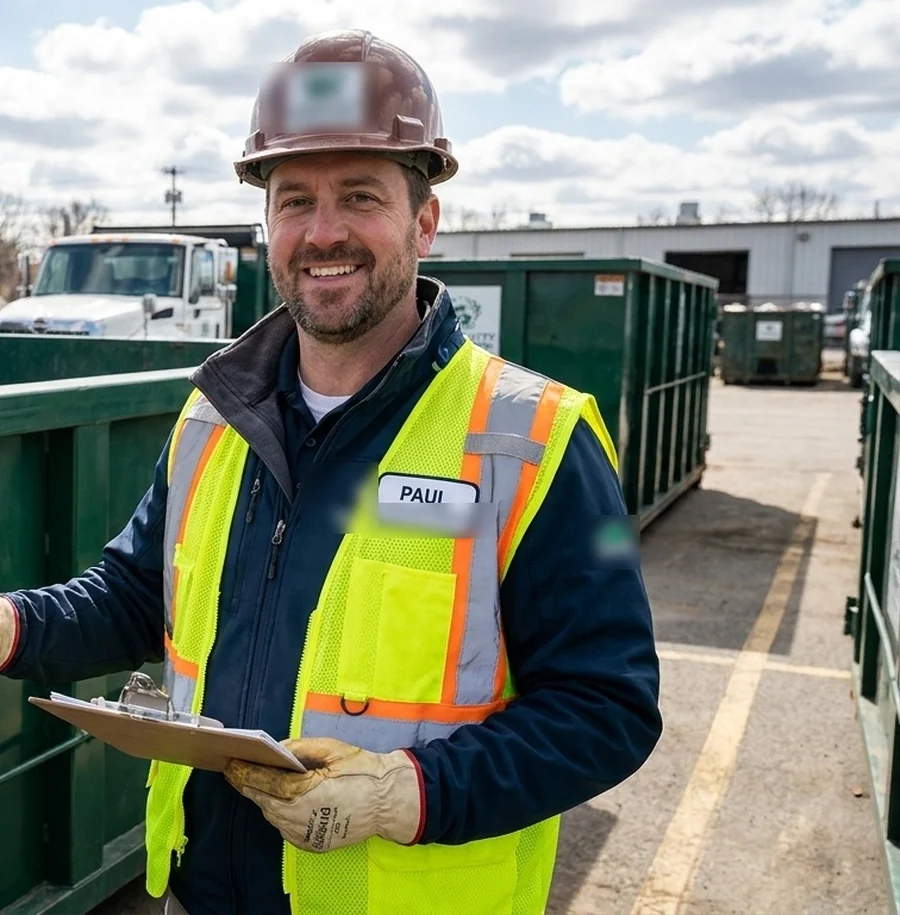 Paul, Operations Director at Garden City Dumpsters, in the yard on Milledgeville Road